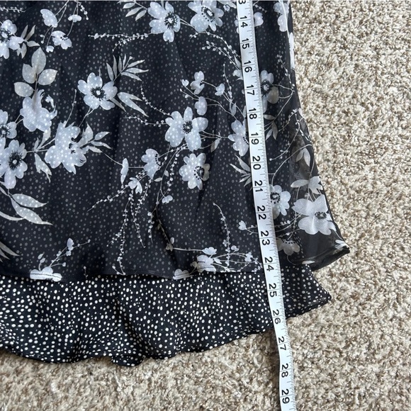 Notations Black and White Floral Polka Dot Reversible A-Line Skirt Casual Formal - Picture 6 of 6